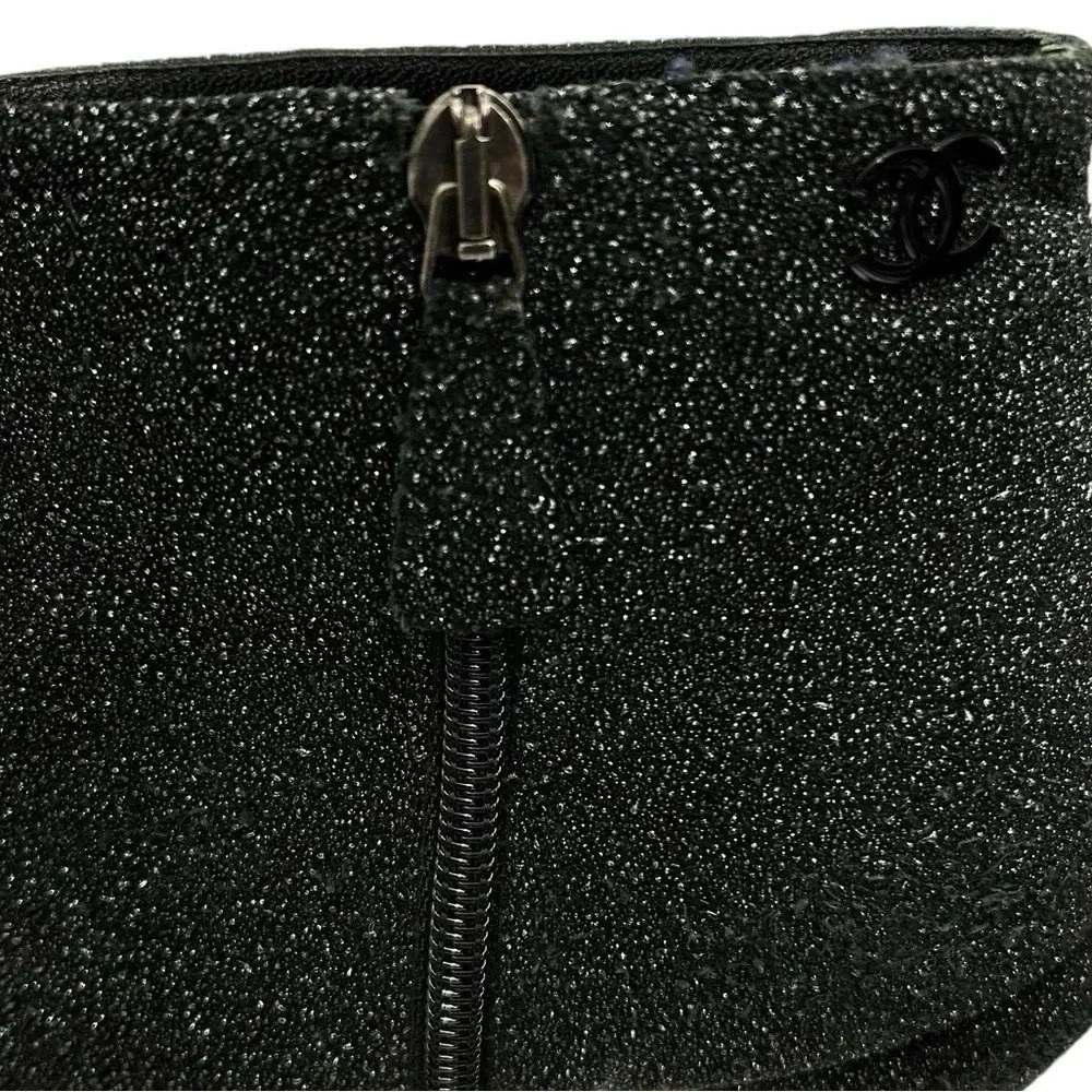 Chanel Glitter Suede CC Cap Toe Ankle Boots Black 40.5 Stiletto Heels - Picture 3 of 15